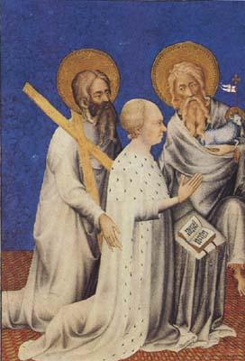 Andre Beauneveu The Duc de Berry between his parron saints andrew and John the Baptist (mk08) oil painting picture